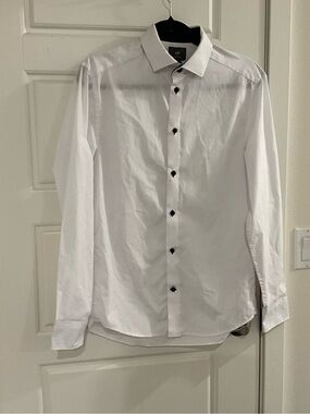 H&M White Dress Shirt with Black Contrast Buttons
